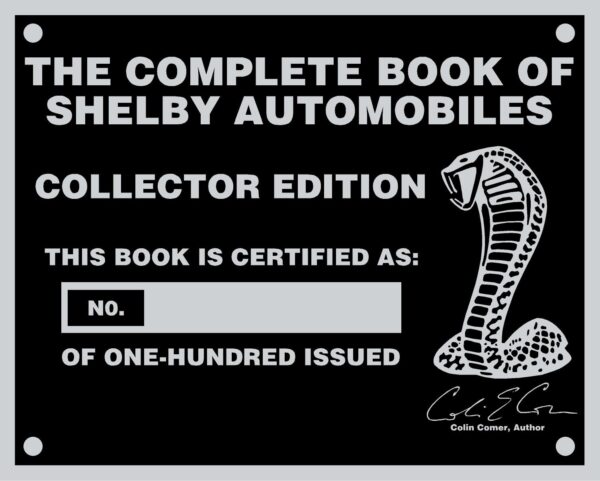 The Complete Book Of Shelby Collectors Edition Number Plate